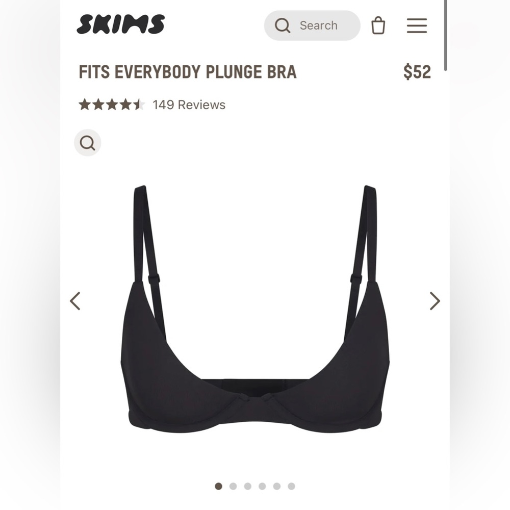 Skims Fits Everybody Plunge Bra, Onyx 34A